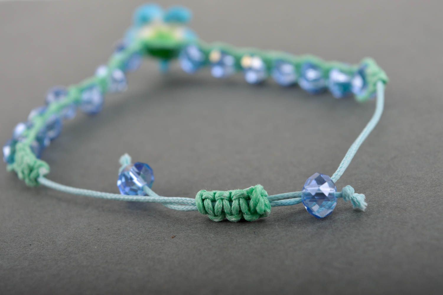 Handmade wrist bracelet cute bracelet with flower unusual glass bracelet photo 4