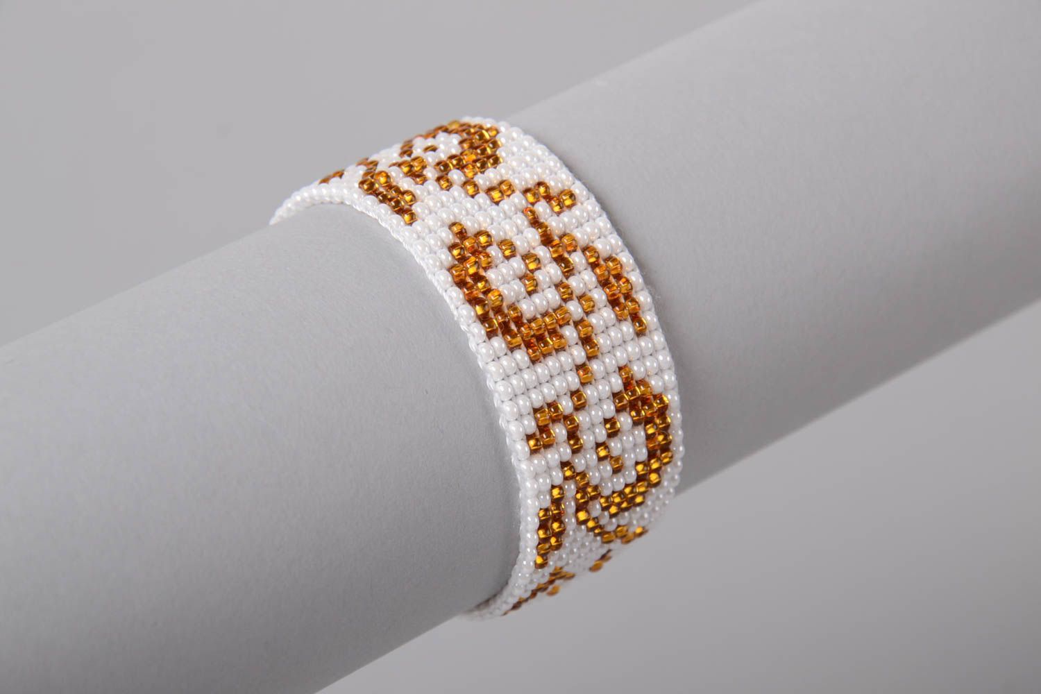 Beautiful handmade beaded wrist bracelet wide woven bead bracelet gifts for her photo 3