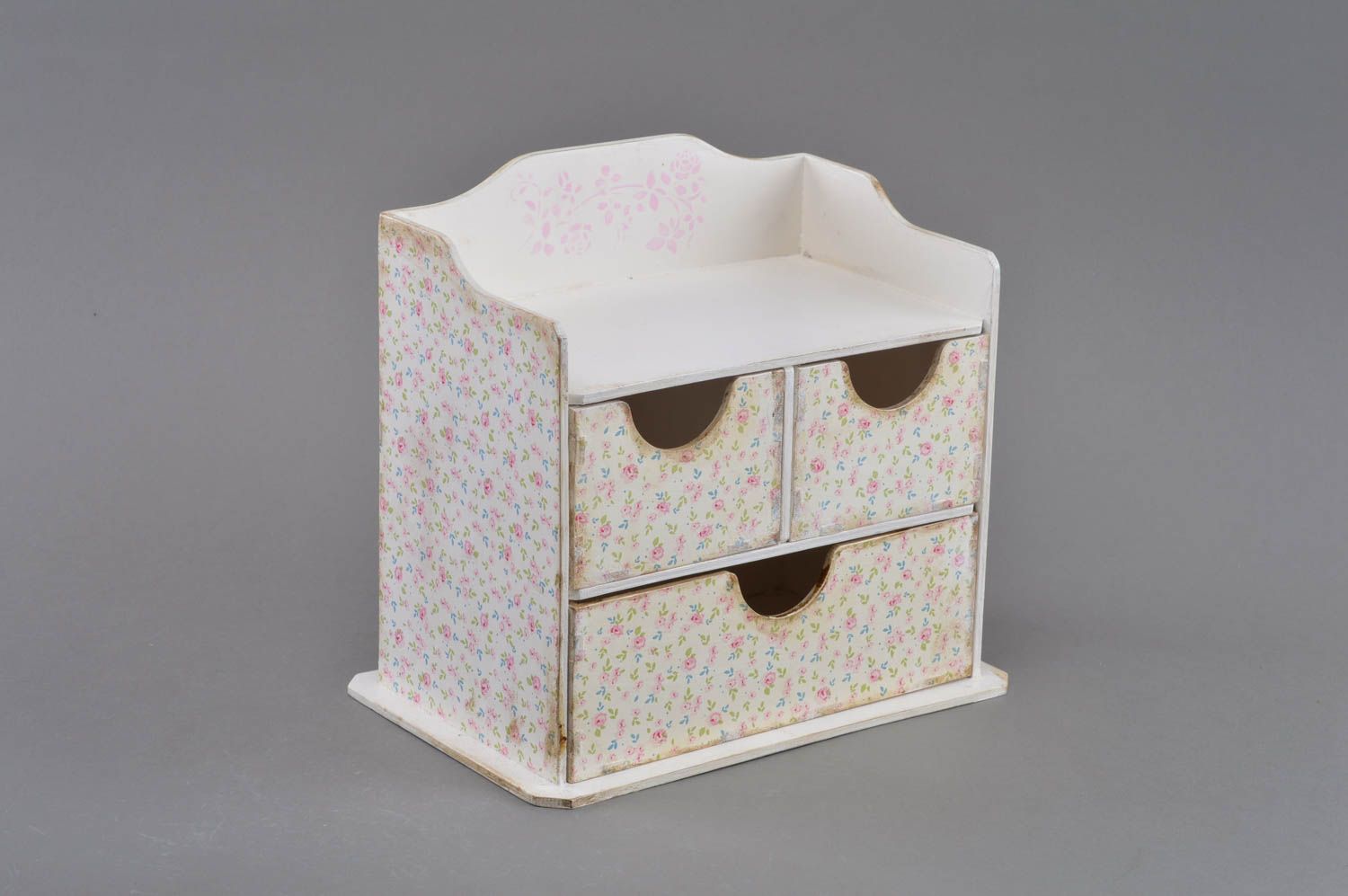 Handmade decorative designer decoupage wooden jewelry box chest of drawers  photo 1