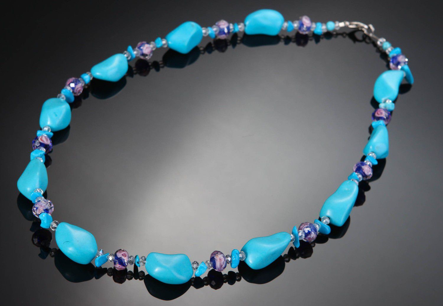 Necklace made of turquoise & glass photo 1