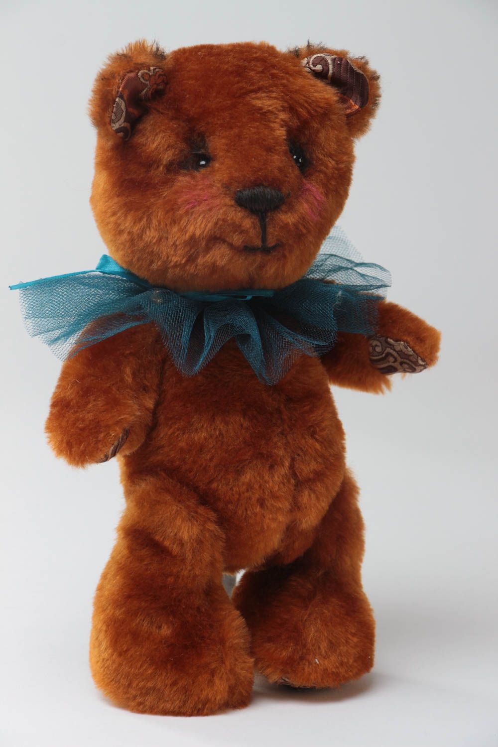 Мягкая игрушка медведик из искусственного меха ручной работы авторский красивый фото 2