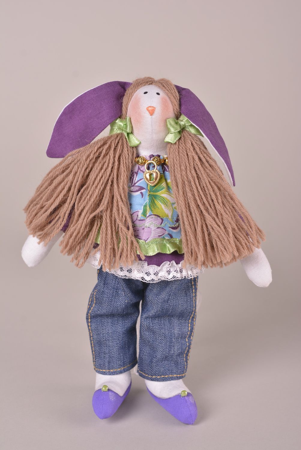Игрушка заяц ручной работы авторская игрушка из ткани для дома стильный подарок фото 2