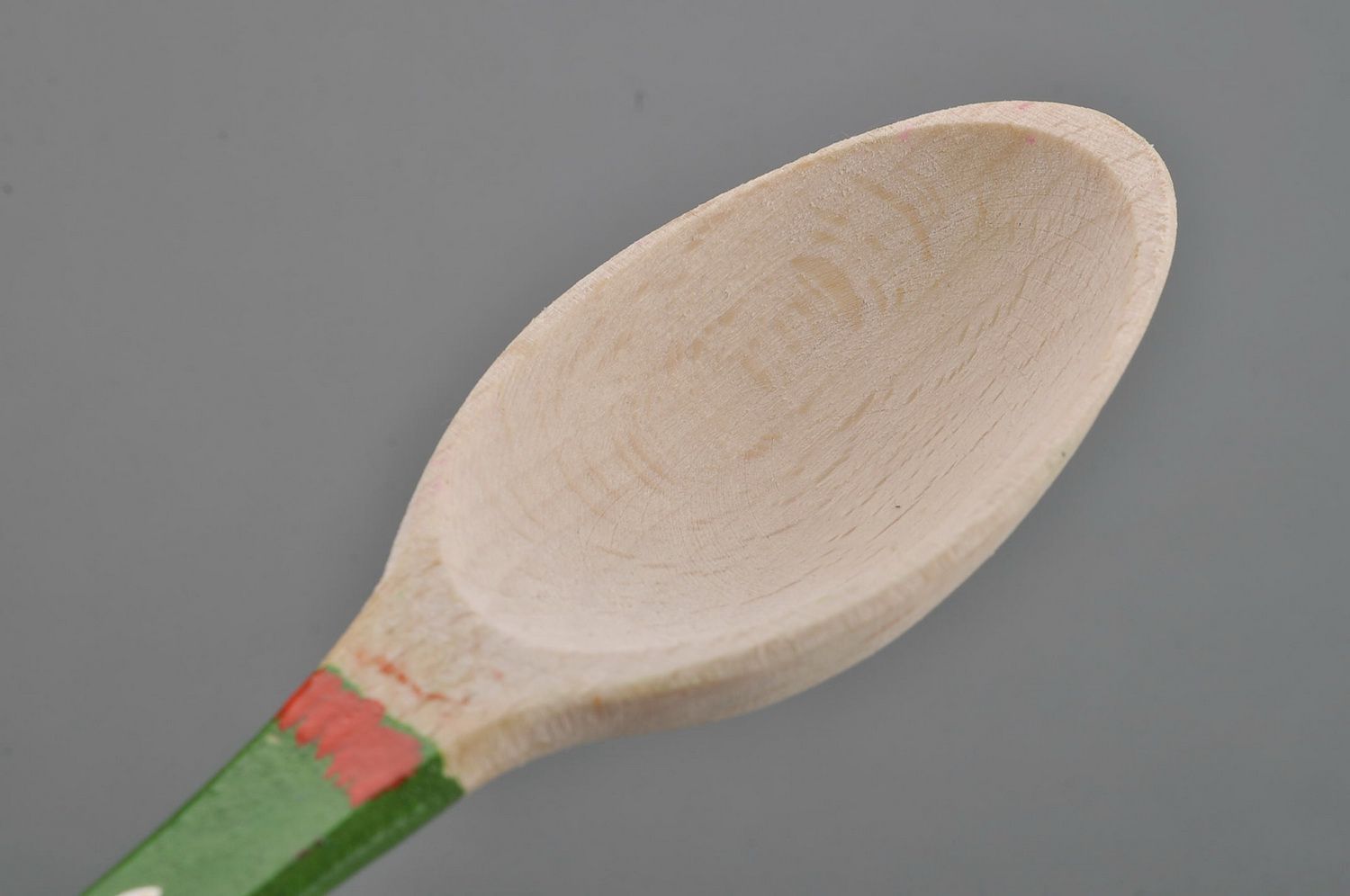 Wooden teaspoon with green handle photo 3