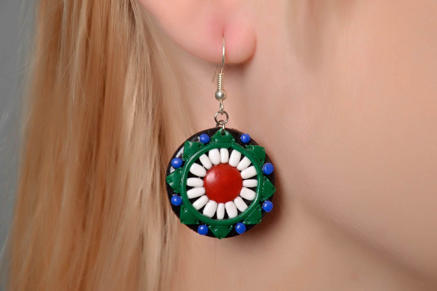 Polymer clay earrings Camomiles photo 5