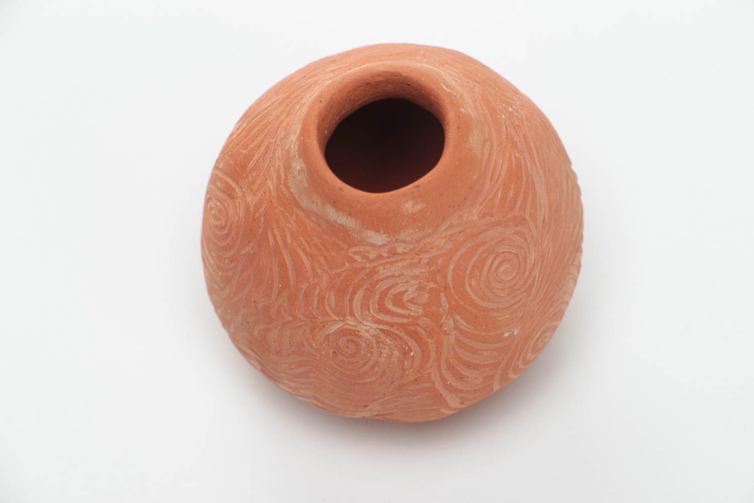 Small 2,4 inches ball shape vase in terracotta color 0,11 lb photo 2