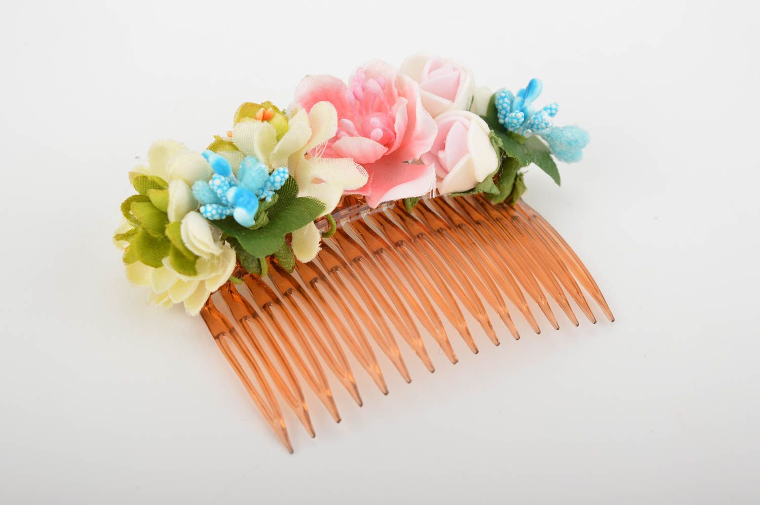Peigne cheveux fait main Accessoire cheveux plastique design floral Cadeau femme photo 3