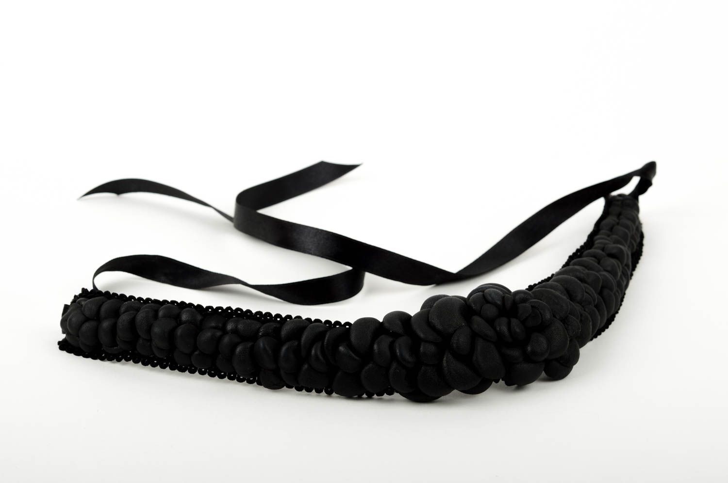 Handmade jewelry transformer stylish black belt cute headband leather necklace photo 5