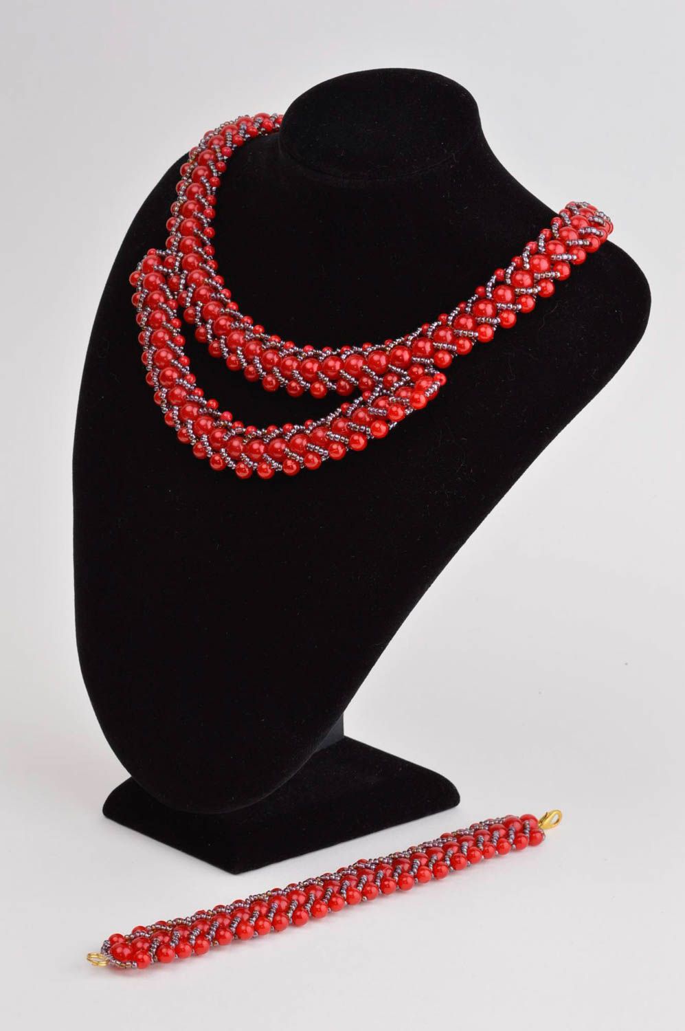 Beautiful handmade jewelry set beaded necklace and bracelet designs gift ideas photo 1