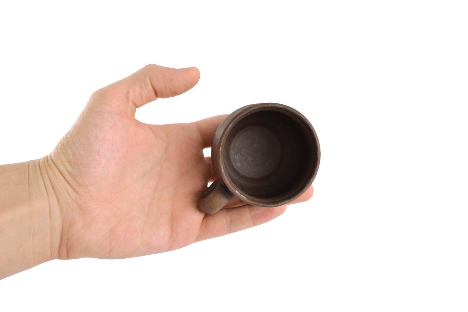 Чашка для кофе из глины коричневая фото 4