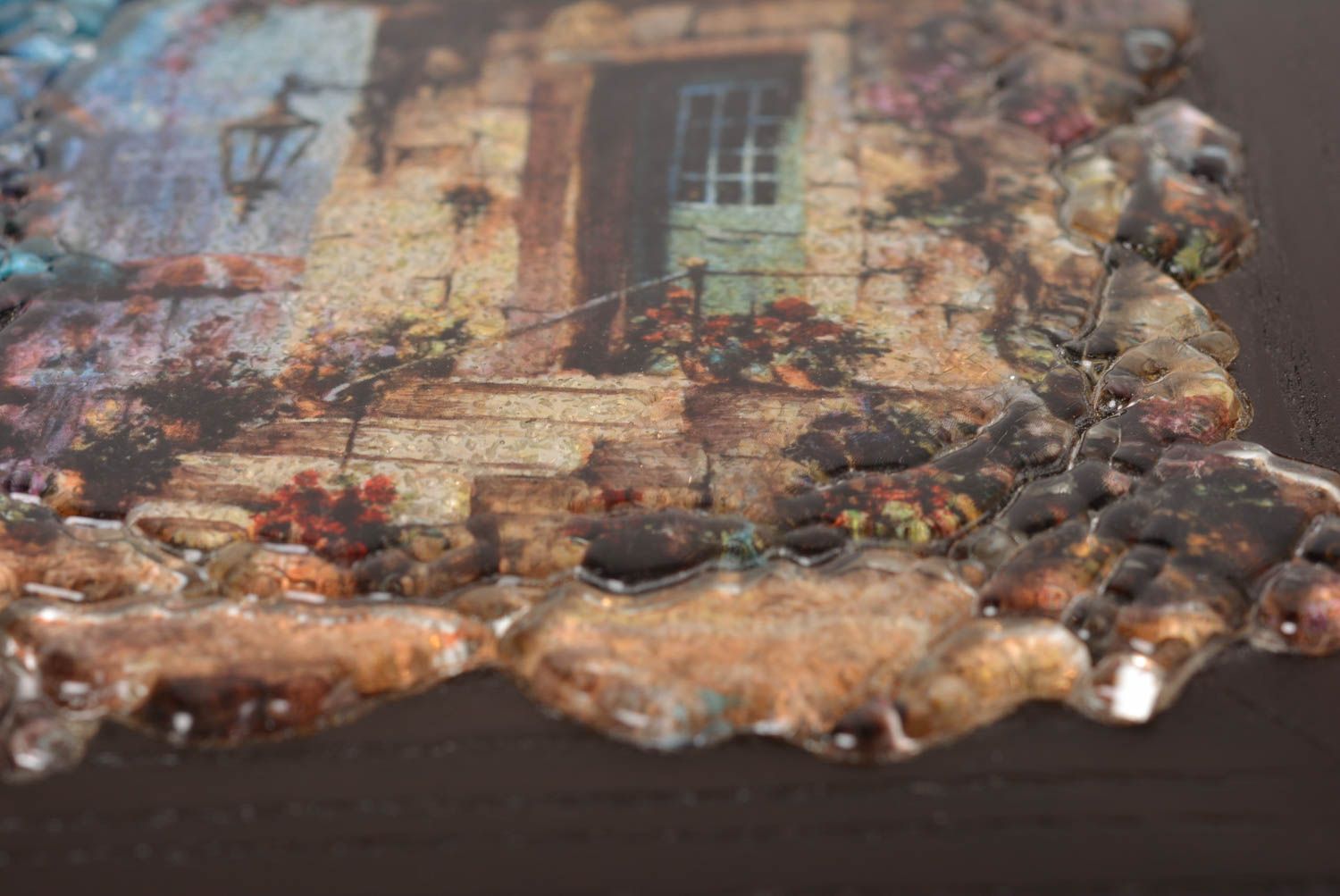Панно на стену подарок ручной работы красивая картина из стекла на основе дерева фото 4