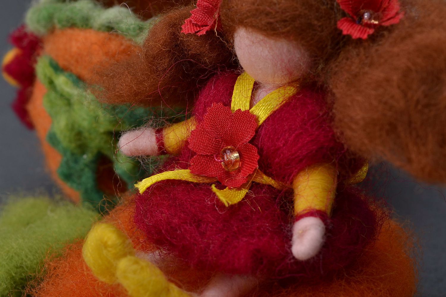 Soft toy made from wool Thumbelina in the House photo 2