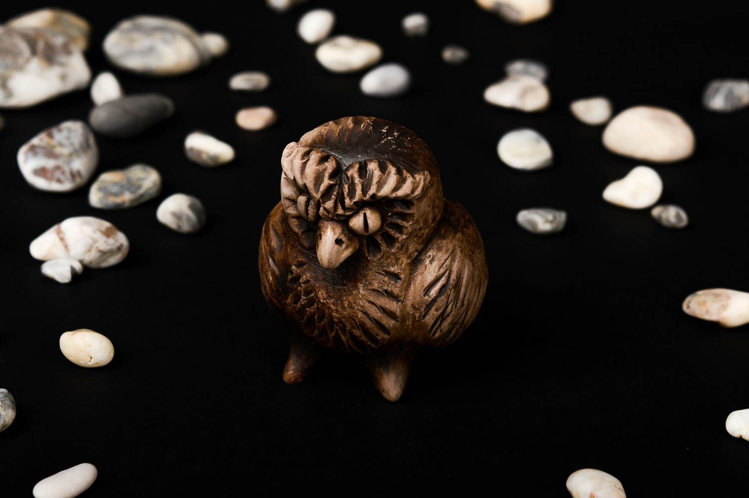 Handmade clay whistle owl decorative pottery handmade ceramic figurines photo 1