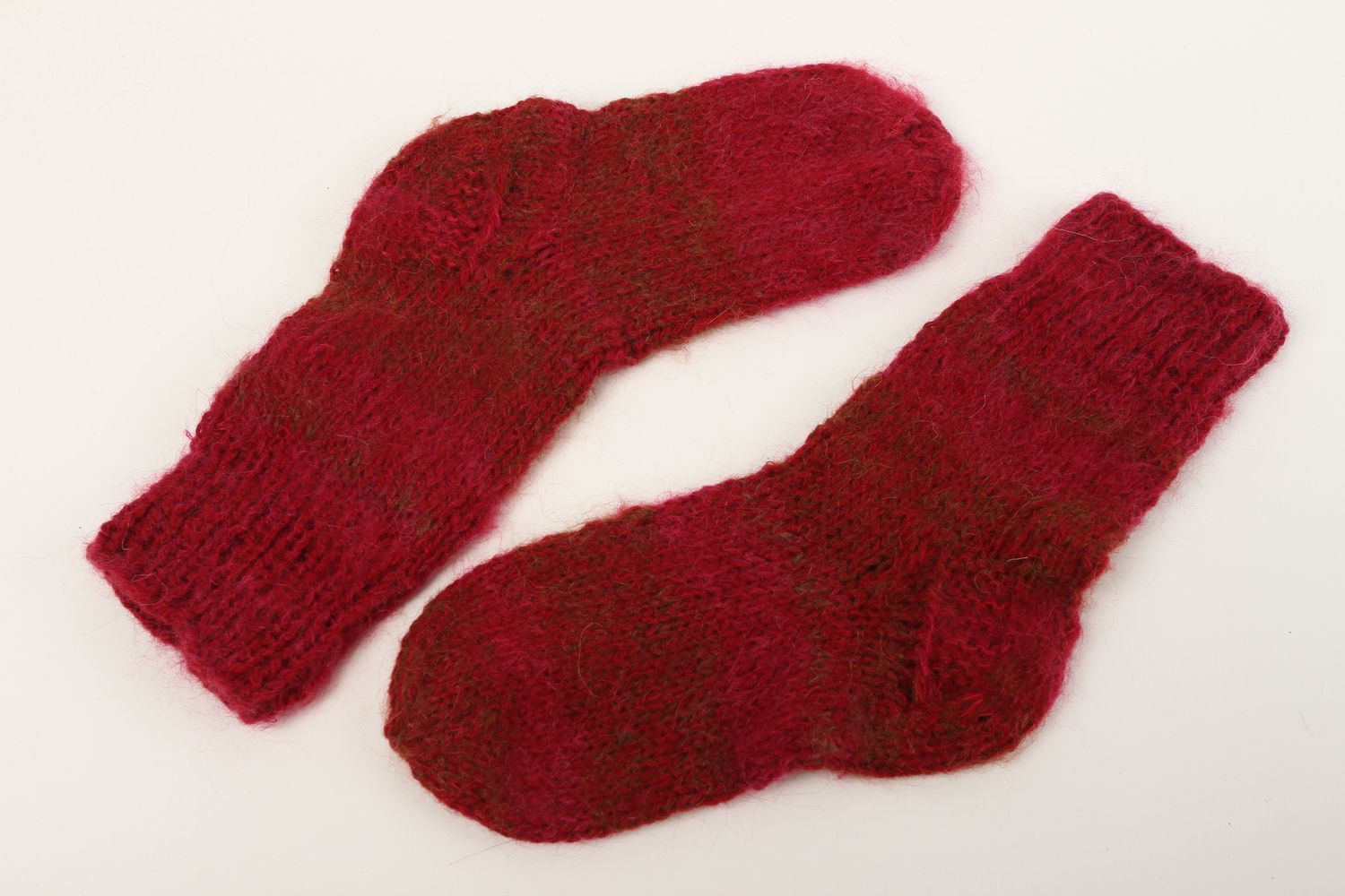 Handmade dunkelrote gestrickte Socken Accessoires für Frauen Damen Wollsocken foto 2