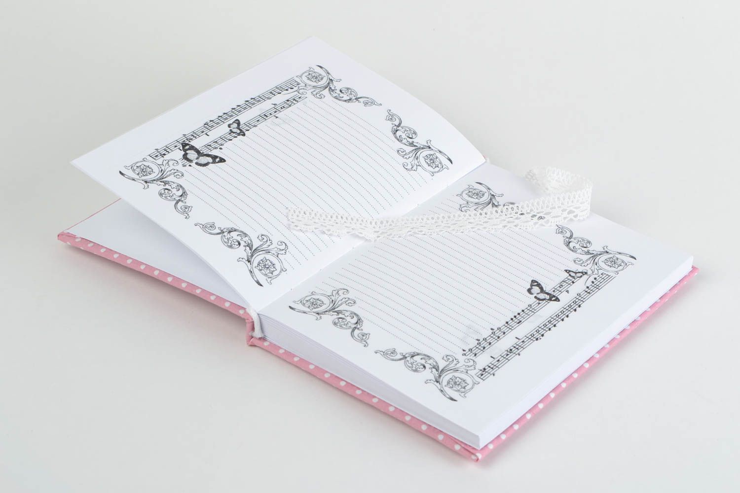 Скрап блокнот ручной работы в тканевой обложке для девушки розовый романтический фото 3