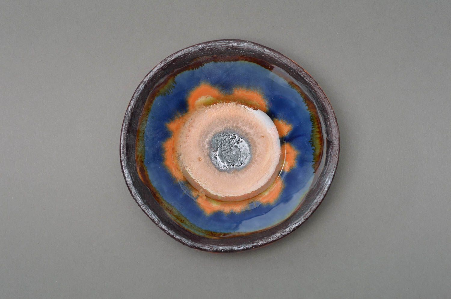 Handmade designer unusaul small porcelain bowl majolica ceramics for decor photo 1