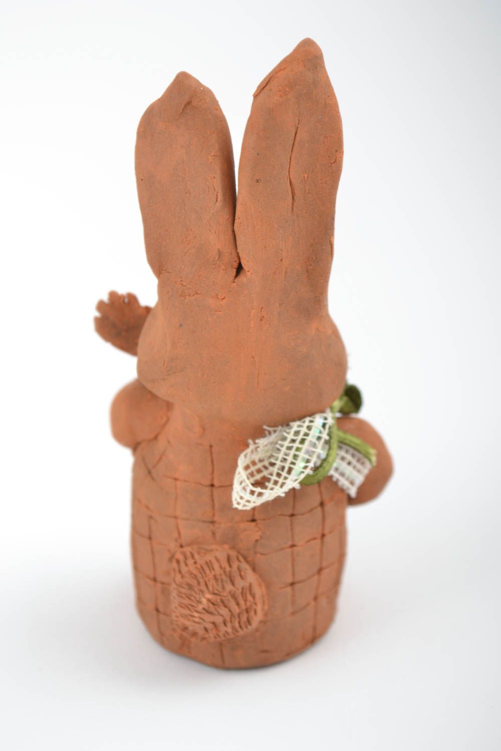 Figura decorativa hecha a mano animal de barro conejo souvenir original foto 4