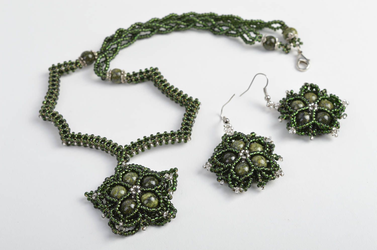 Beaded jewelry set earrings and necklace handmade accessories for woman photo 5