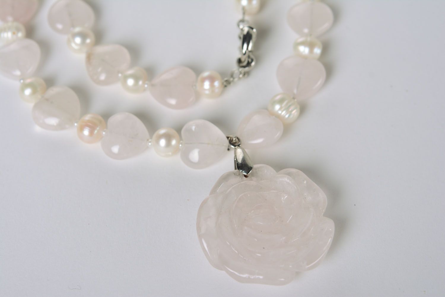 Pearl necklace with quartz photo 3