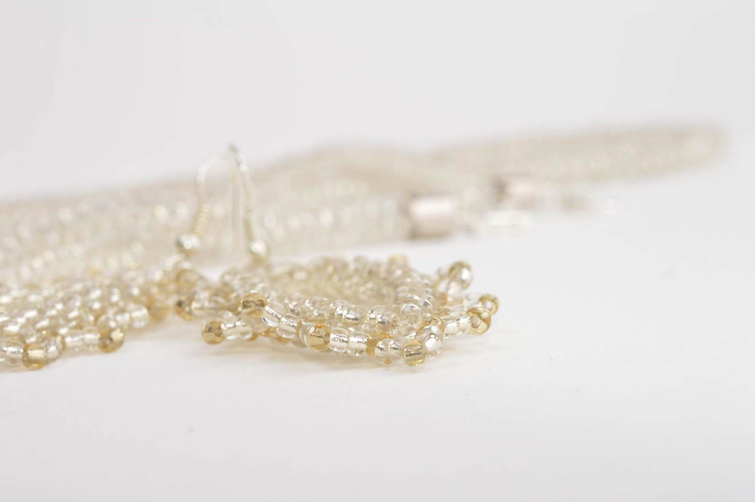 Handmade jewelry set beaded necklace lariat necklace beaded earrings gift ideas photo 3
