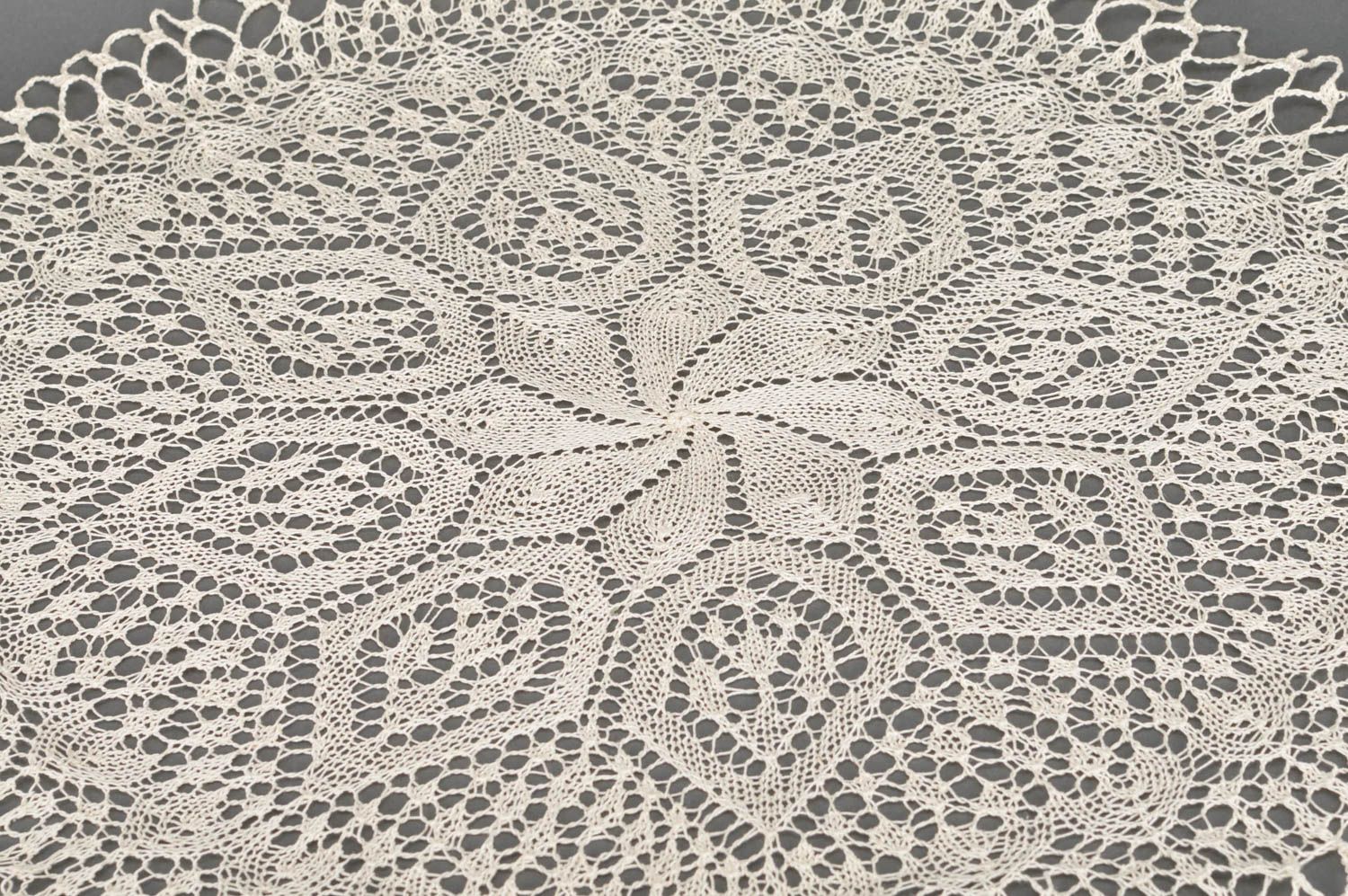 Beautiful handmade decorative crochet table napkin of round shape for interior photo 4