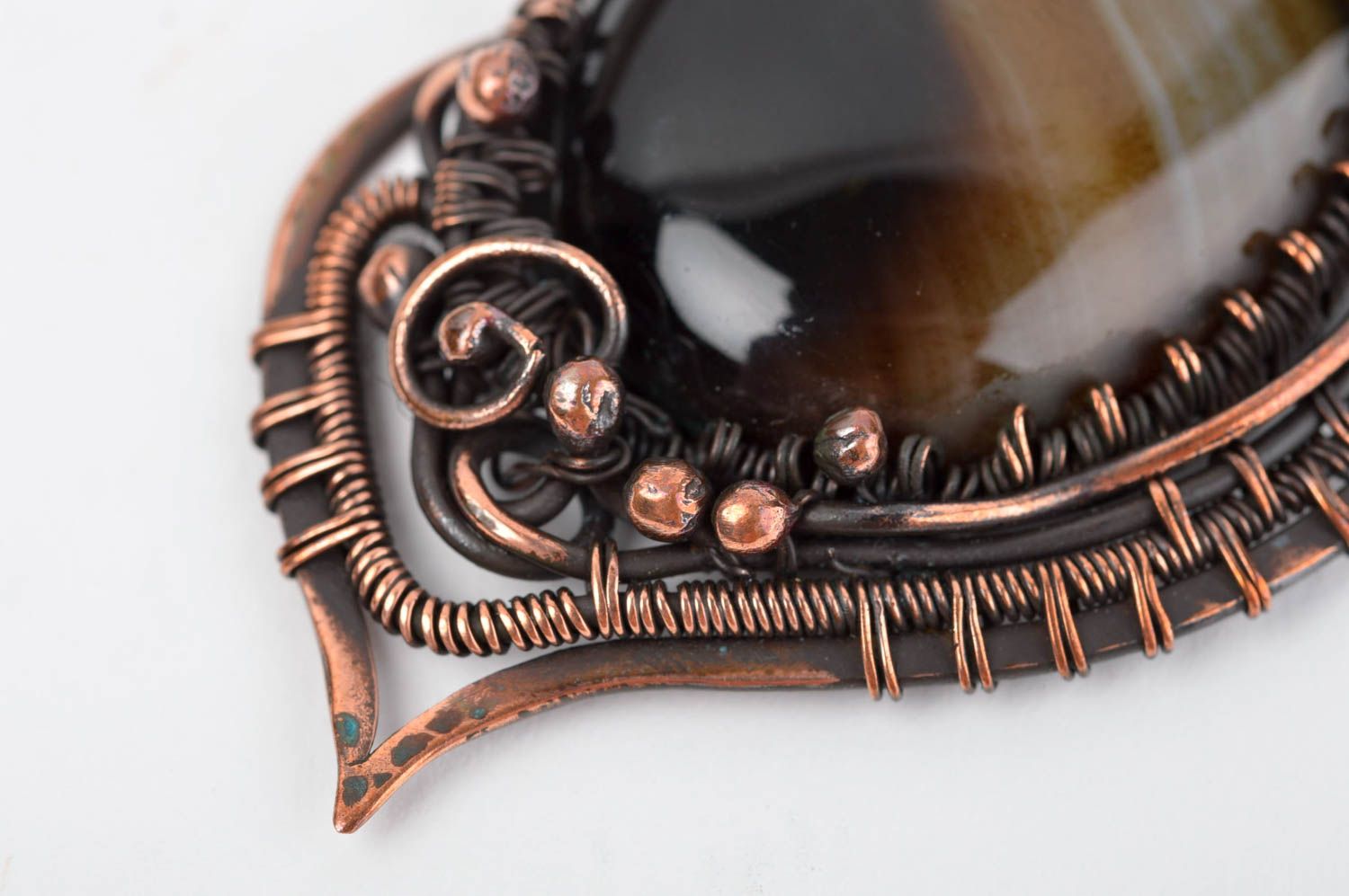 Womens handmade metal pendant agate neck pendant artisan jewelry metal craft photo 5