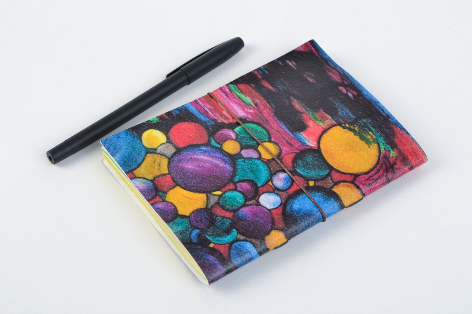 Wunderschöner farbiger Notizblock aus Stoff aus Karton 48 Seiten Kugeln foto 5