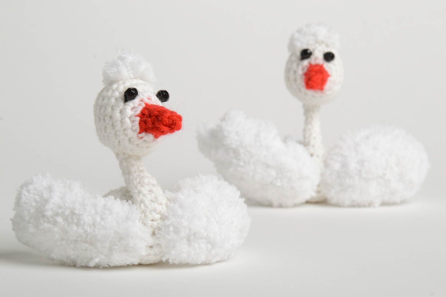 Crocheted present for kids stylish handmade toys unusual soft toys swans photo 2