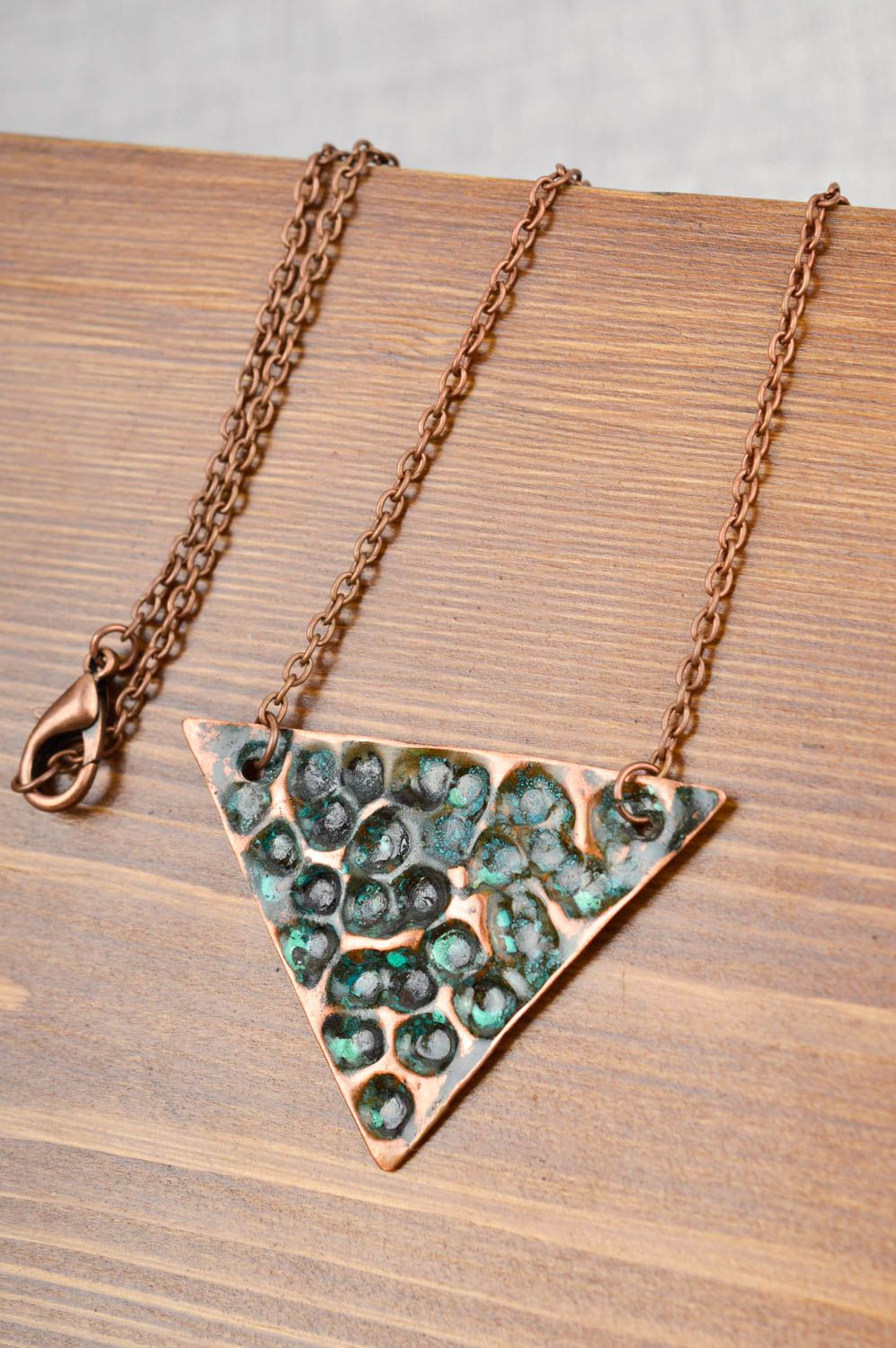 Beautiful handmade copper pendant metal pendant design artisan jewelry photo 2