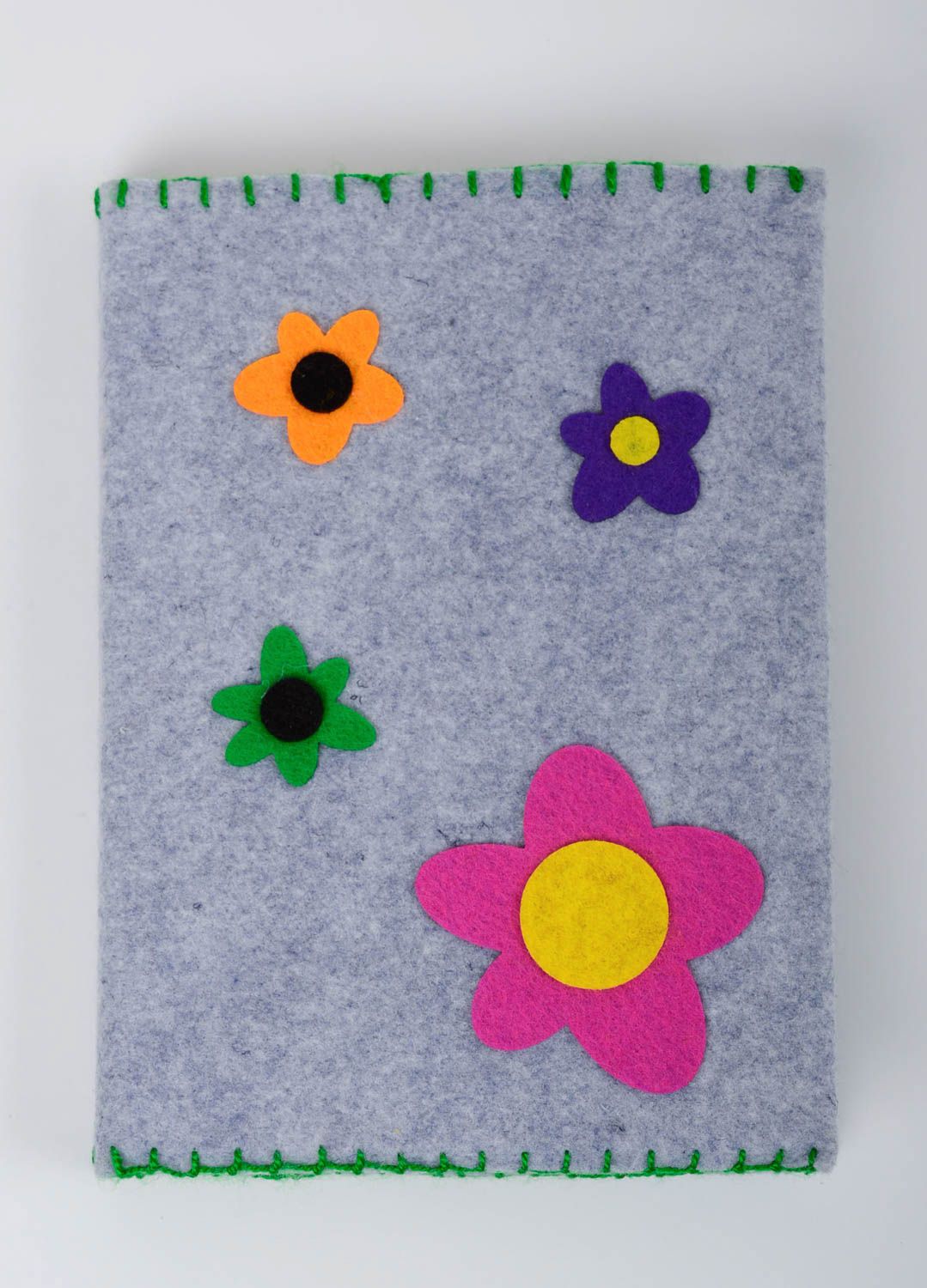 Carnet de notes fait main Cahier de notes gris avec fleurs Cadeau original photo 1