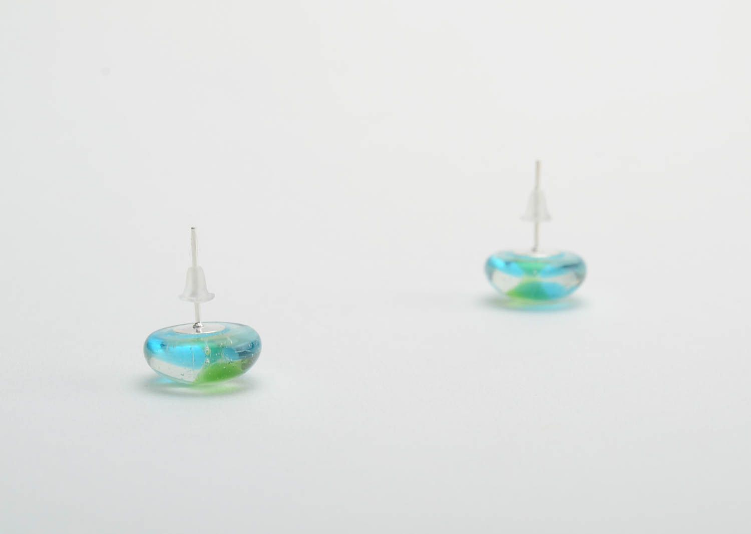 Pendientes originales de cristal de vitrofusión hechos a mano bonitos femeninos foto 4