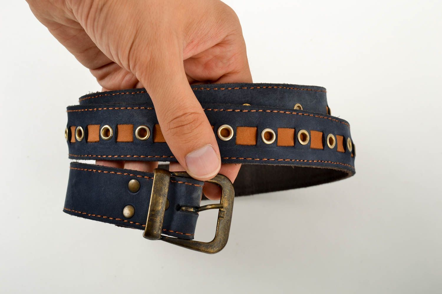 Cinturón de cuero hecho a mano ropa masculina accesorio de moda inusual foto 4