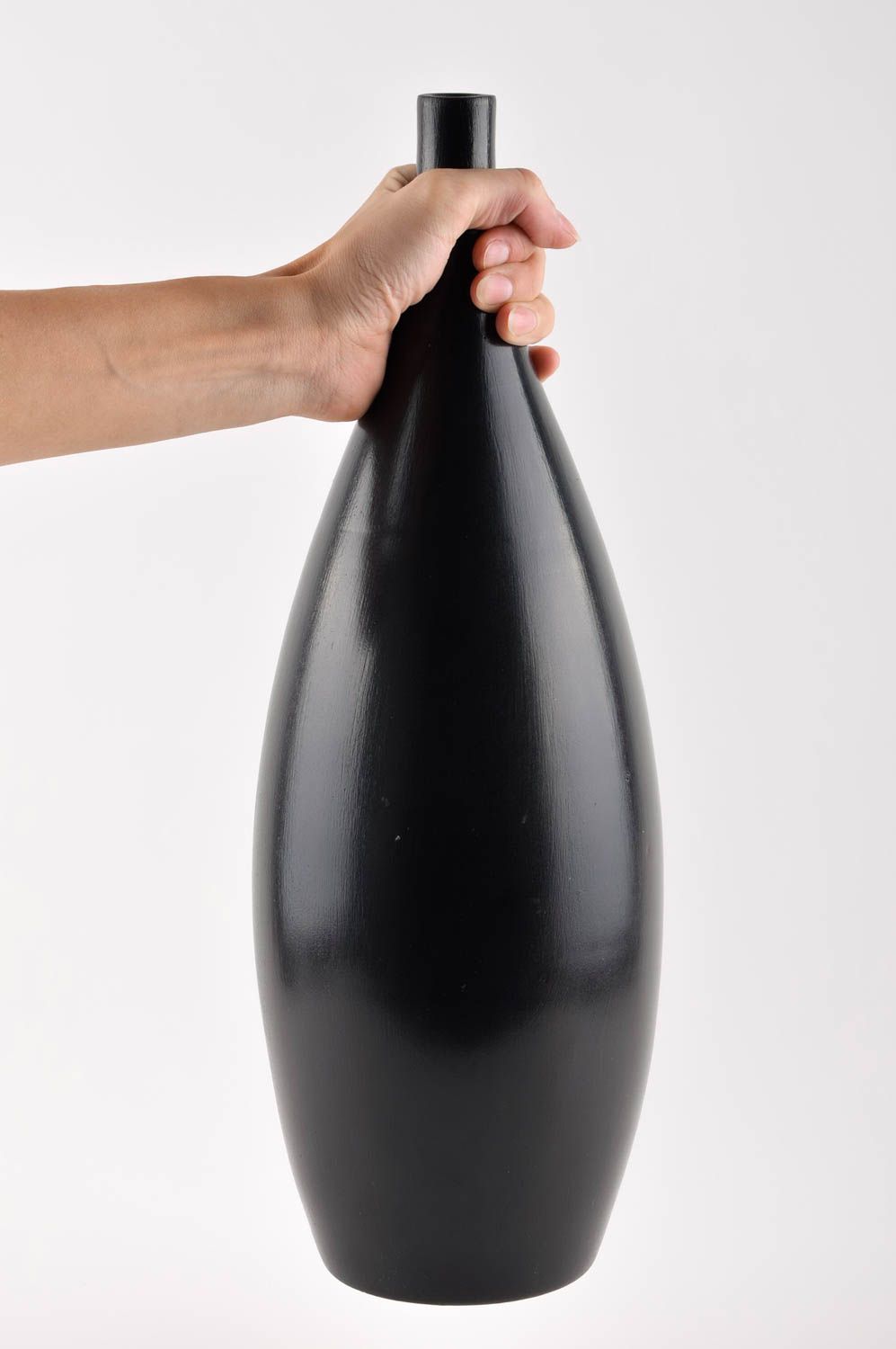 One flower tall dark brown ceramic vase 120 oz wine carafe 18, 4,5 lb photo 6