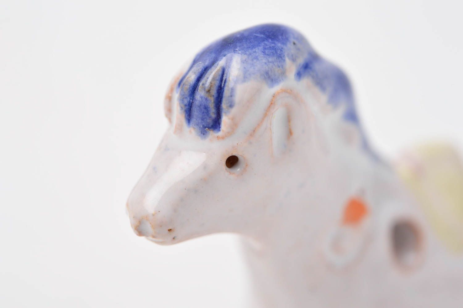 Figurine cheval Statuette miniature fait main peint argile Déco maison original photo 9