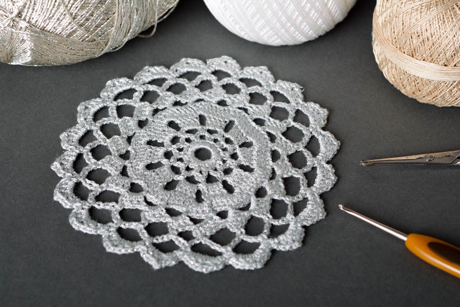 Handmade crocheted napkin designer openwork textile kitchen accessories photo 1