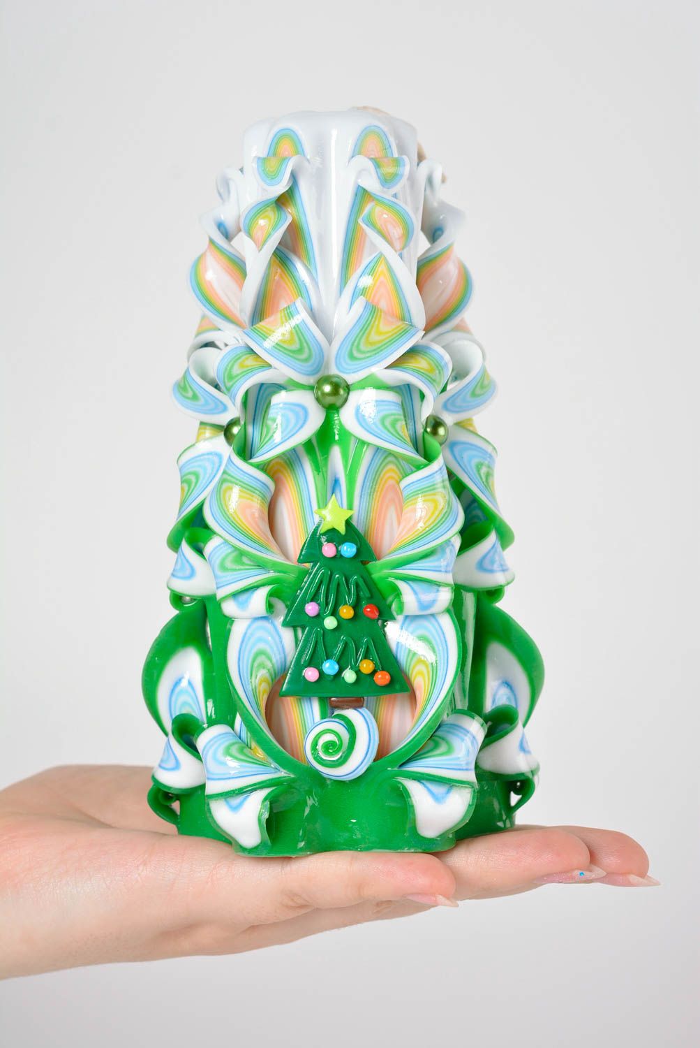 Vela navideña hecha a mano de parafina adorno para casa objeto de decoración  foto 2