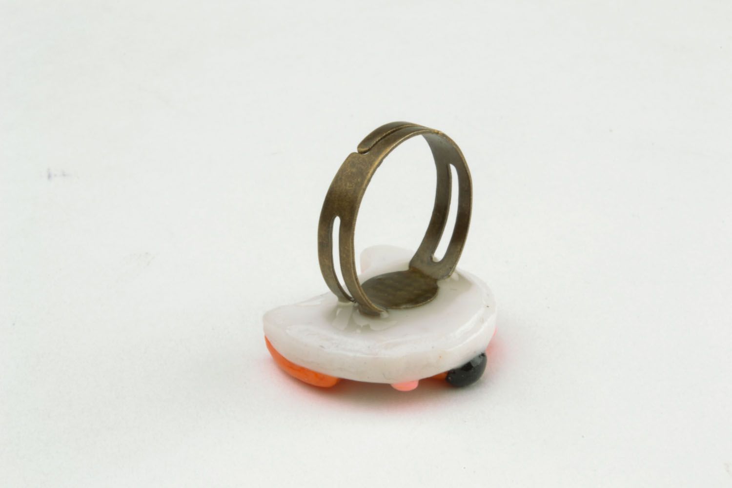 Перстень в виде лисенка из полимерной глины фото 5