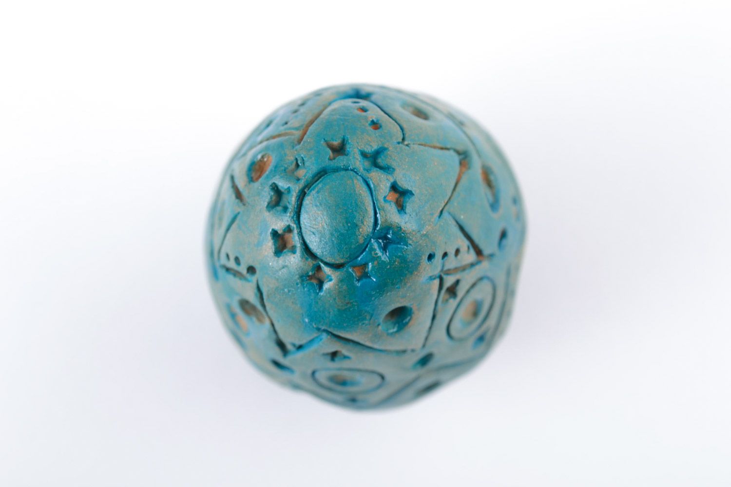 Deko Osterei in Blau aus Ton handmade mit Acrylfarben für Interieur Dekor foto 3