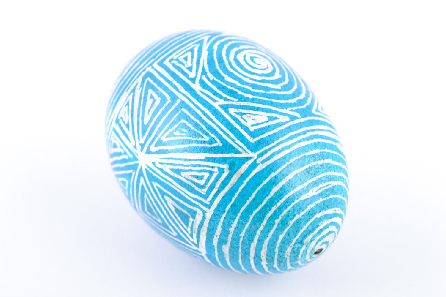 Handmade decorative art painted Easter egg of blue color symbol of health photo 3