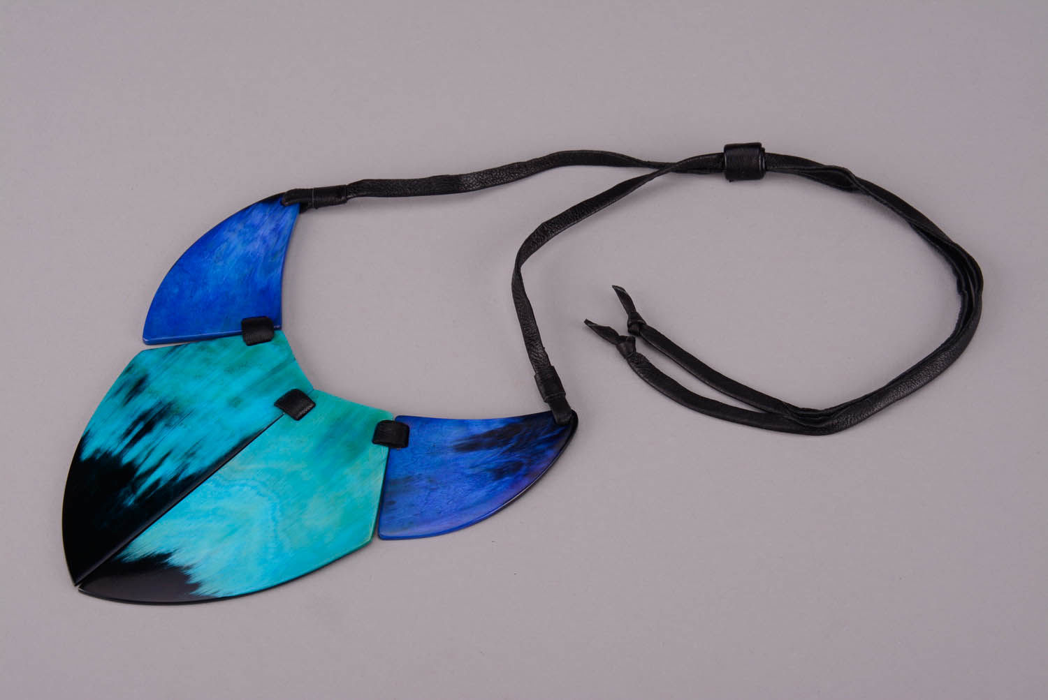 Light Blue Necklace Made of Horn photo 1