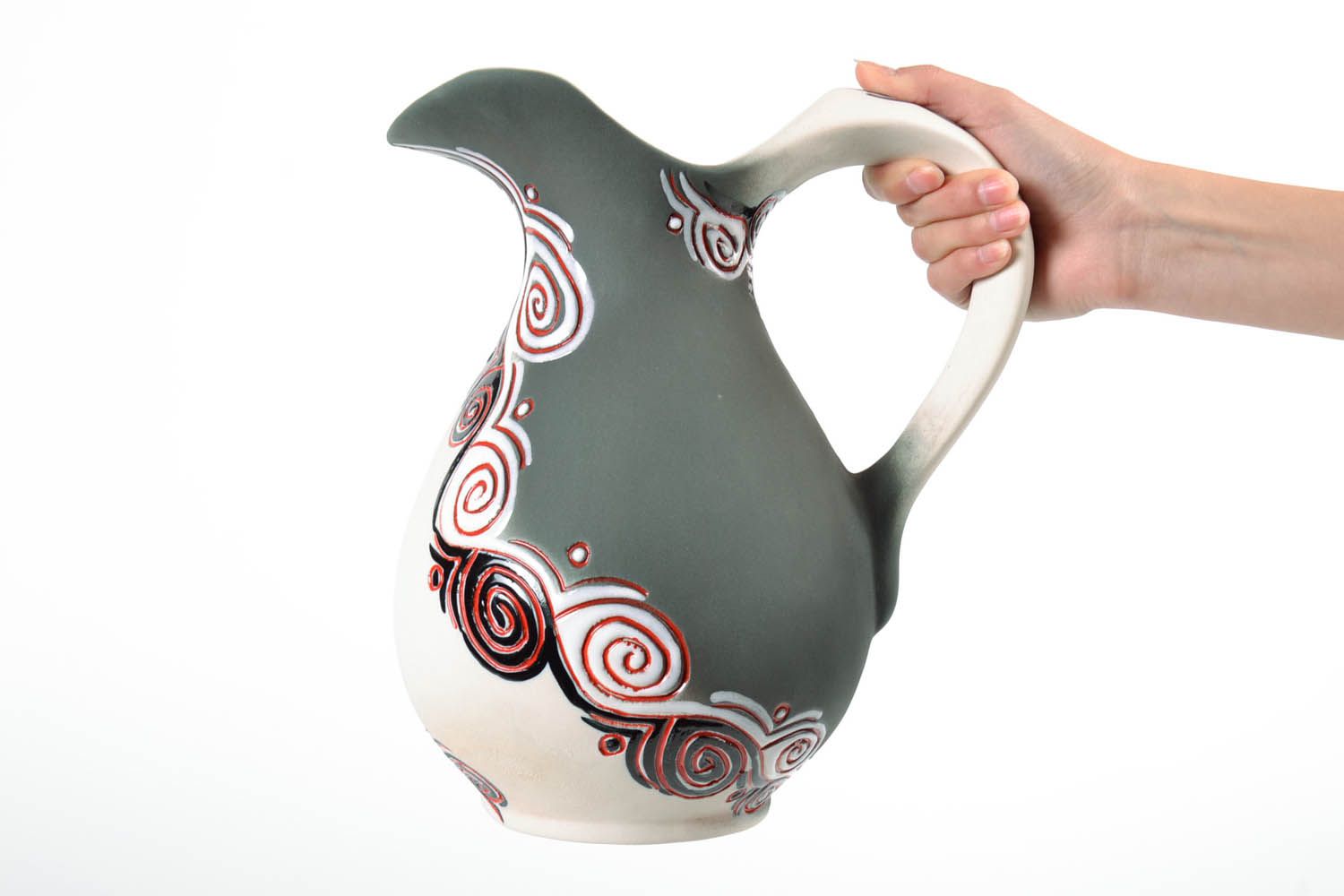100 oz ceramic hand-painted water jug with floral design and handle 4,13 lb photo 2