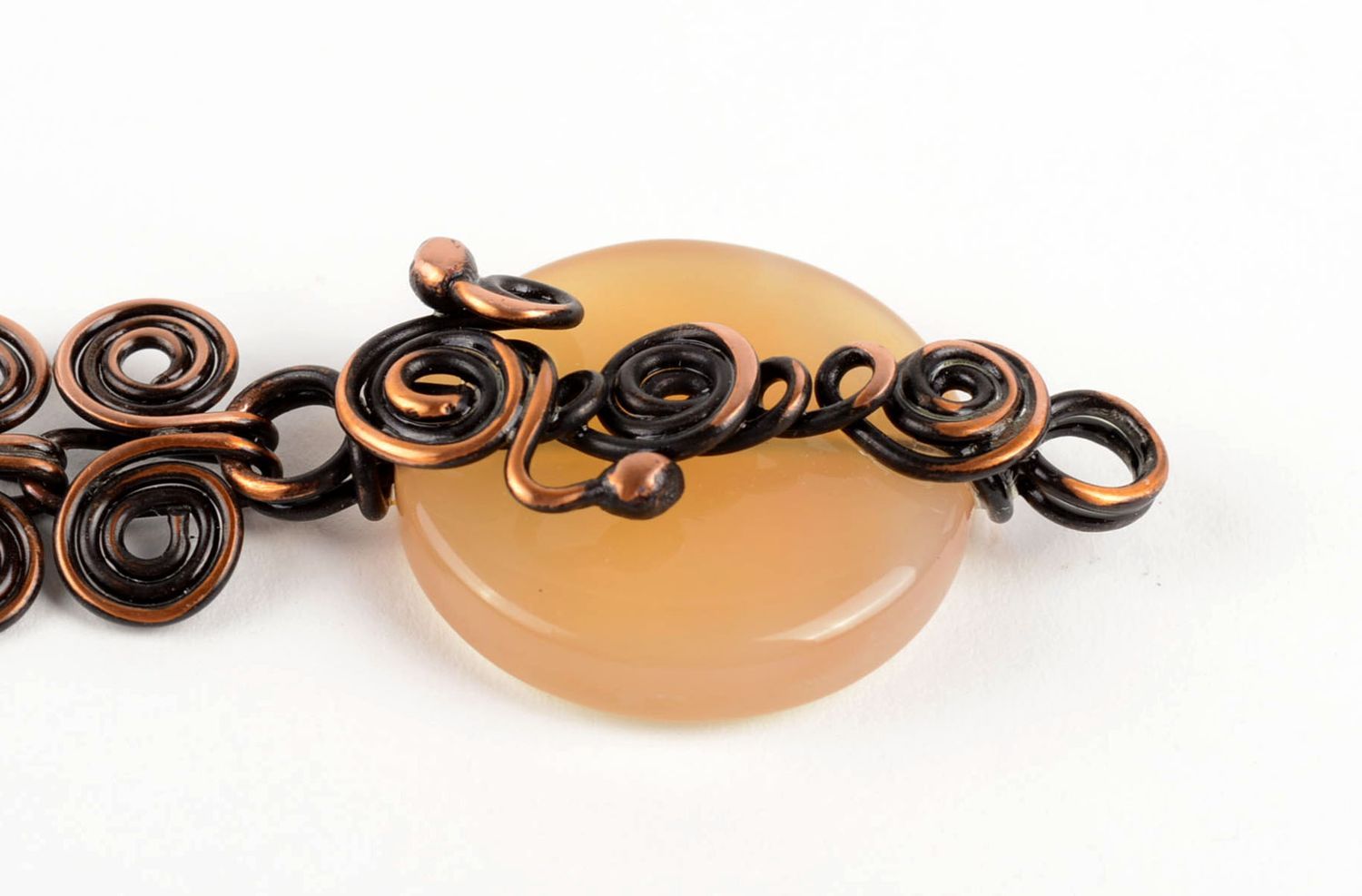 Pulsera de cobre hecha a mano bisutería artesanal con ágata accesorio para mujer foto 3