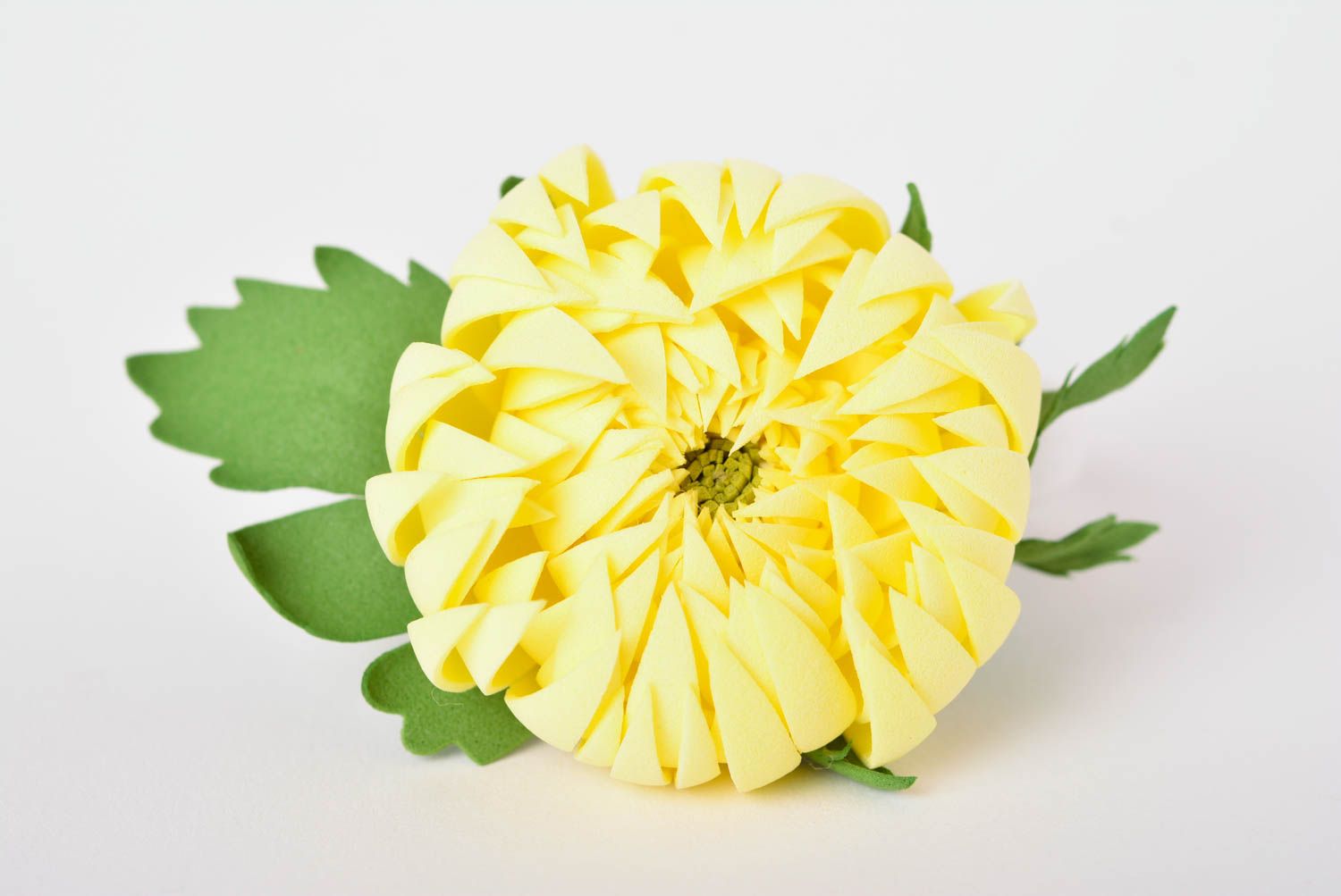 Красивая резинка ручной работы аксессуар для волос желтая резинка с цветком фото 4