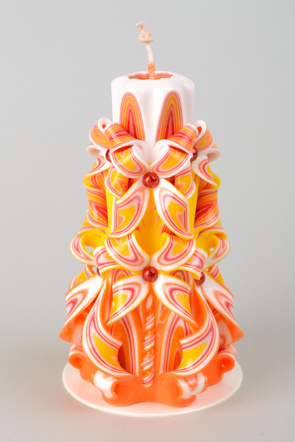Colorful large carved candle photo 4