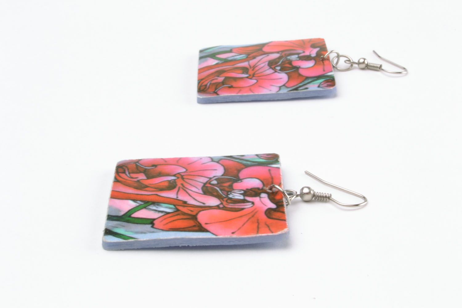 Colourful earrings made of polymer clay photo 3