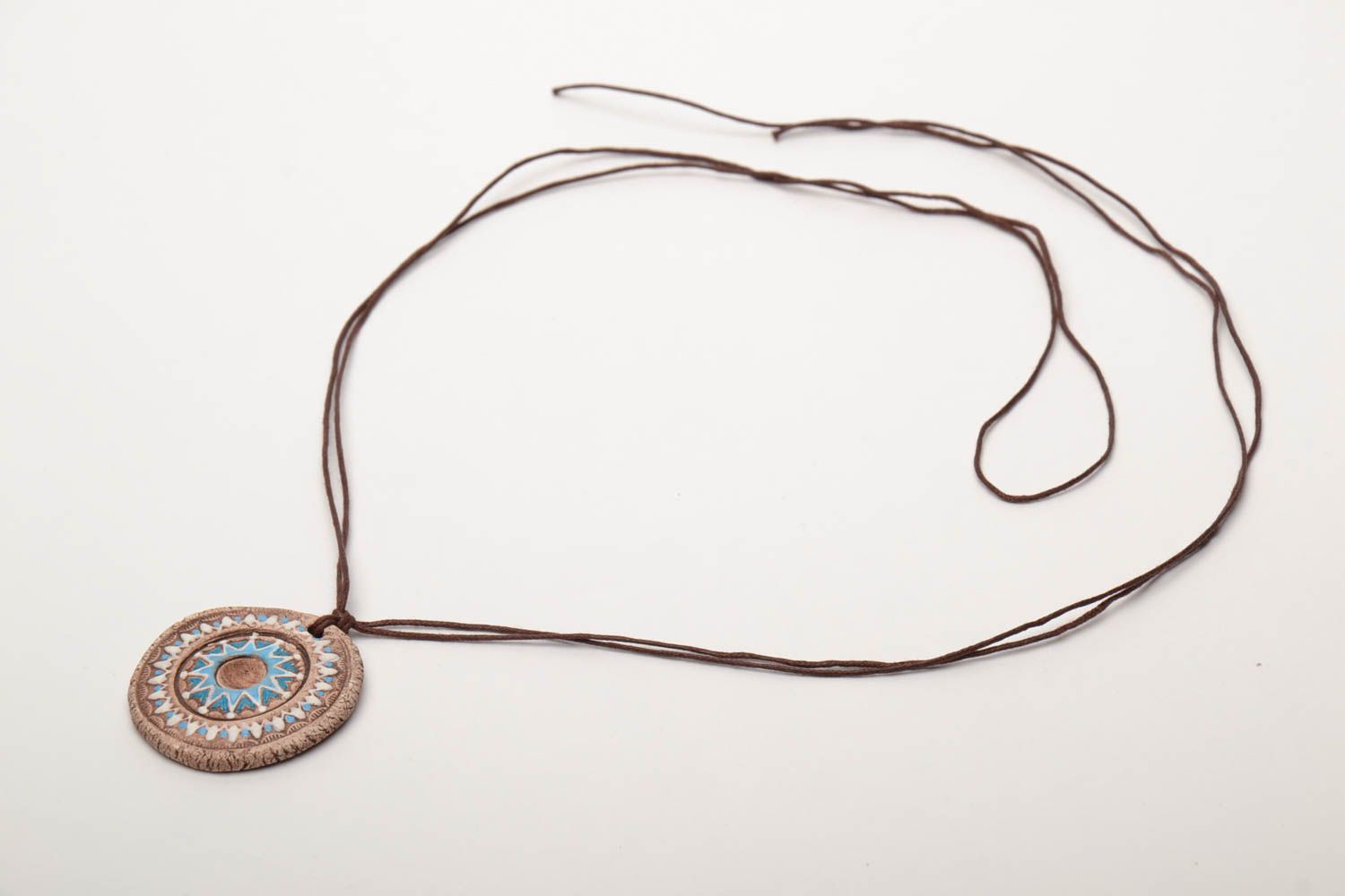 Ceramic pendant with ornament in ethnic style photo 3