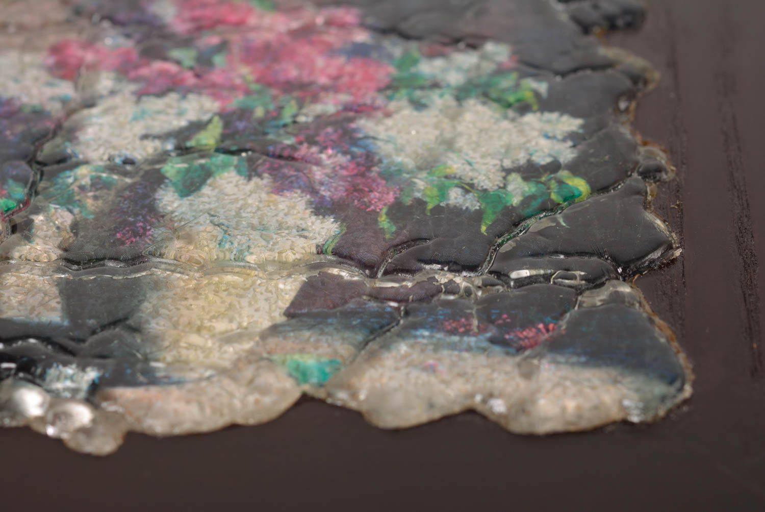 Панно на стену подарок ручной работы красивая картина мозаика из стекла Цветы фото 4