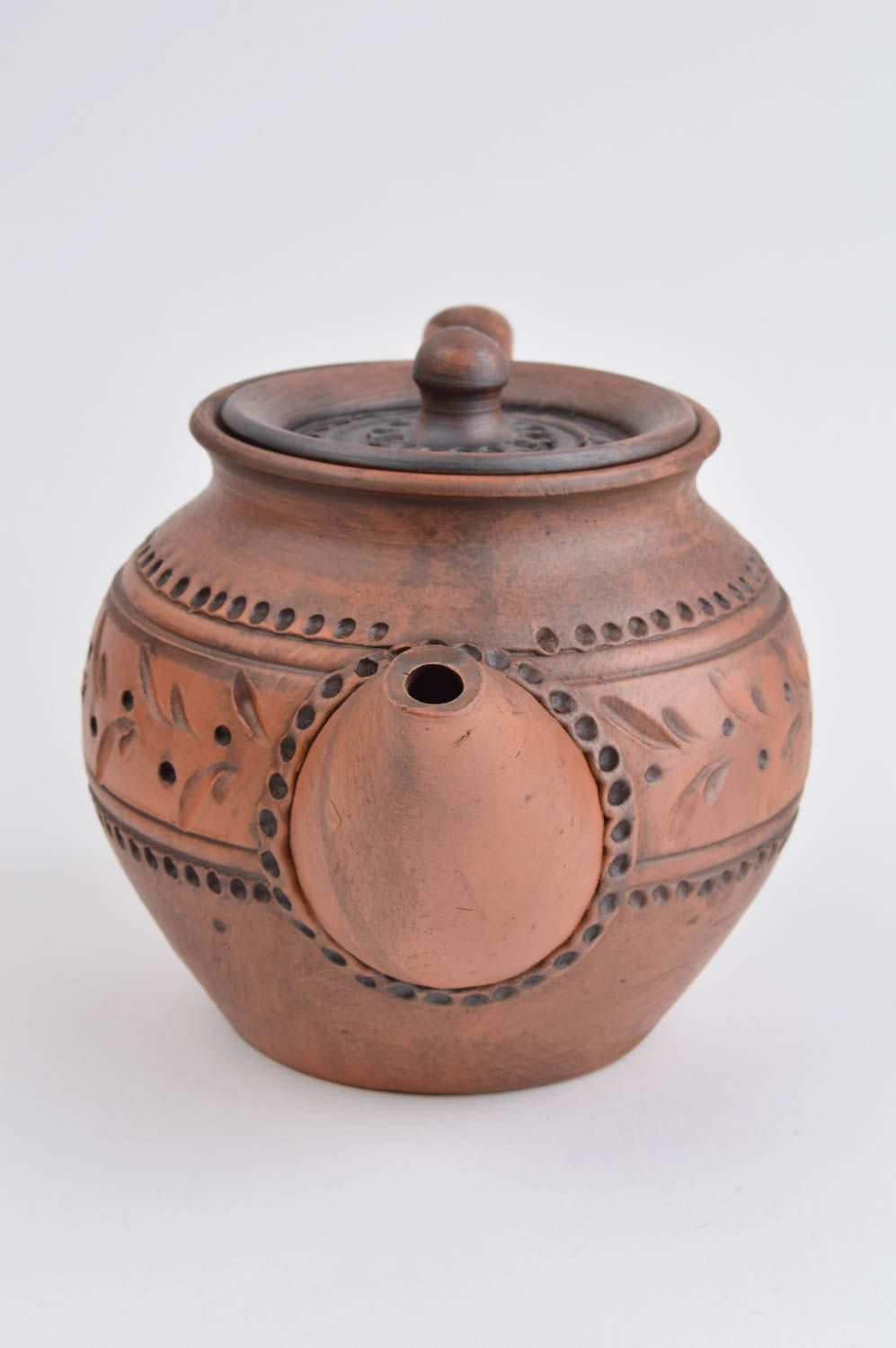 Tetera de cerámica pequeña hecha a mano vajilla de barro utensilios de cocina  foto 3