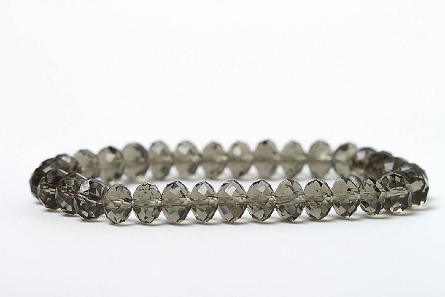 Handmade transparent light glass beads bracelet on an elastic string photo 4