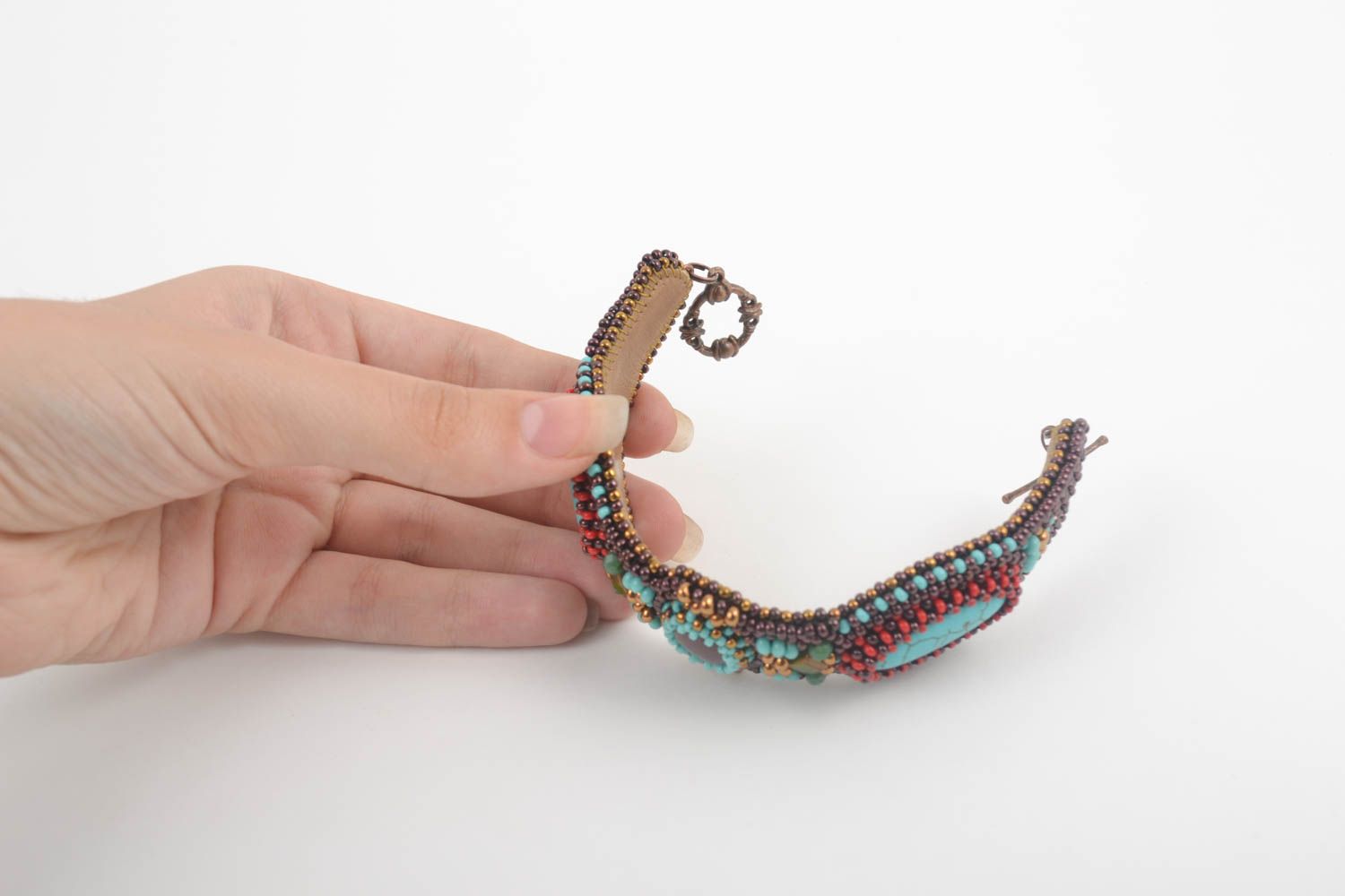 Pulsera de abalorios con turquesa artesanal accesorio para mujer regalo original foto 4