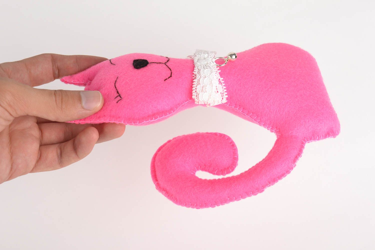 Juguete hecho a mano para niños muñeco de peluche juguete educativo gata rosada foto 4